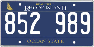 RI license plate 852989