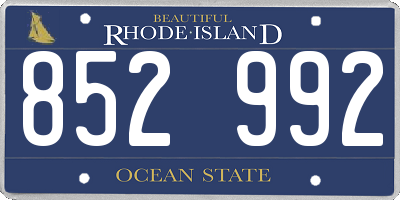 RI license plate 852992
