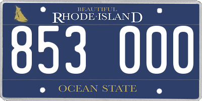 RI license plate 853000