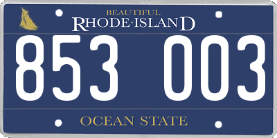 RI license plate 853003