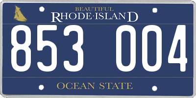 RI license plate 853004