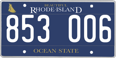 RI license plate 853006