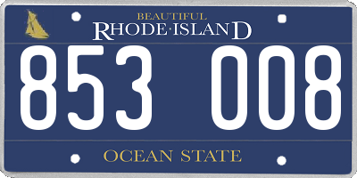 RI license plate 853008