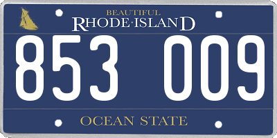 RI license plate 853009