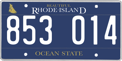 RI license plate 853014