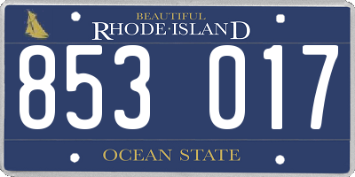 RI license plate 853017
