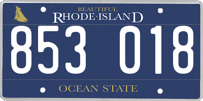 RI license plate 853018