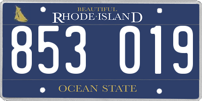 RI license plate 853019