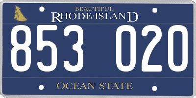 RI license plate 853020