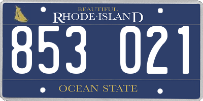 RI license plate 853021