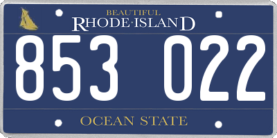 RI license plate 853022