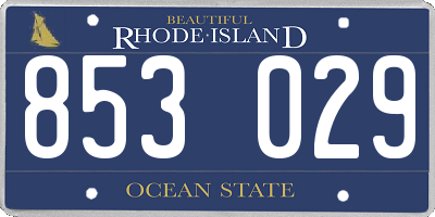 RI license plate 853029