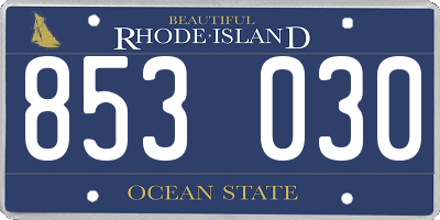 RI license plate 853030