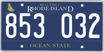 RI license plate 853032