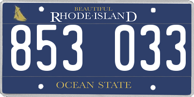 RI license plate 853033