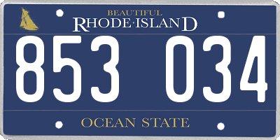 RI license plate 853034