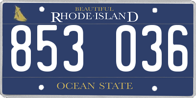 RI license plate 853036