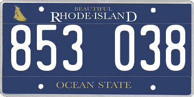 RI license plate 853038