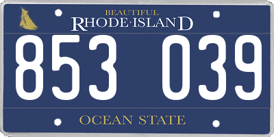 RI license plate 853039
