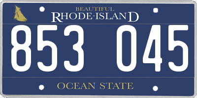RI license plate 853045