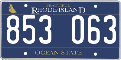 RI license plate 853063