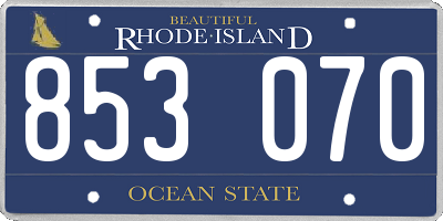 RI license plate 853070