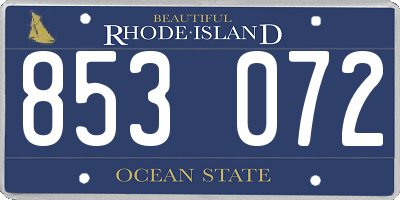 RI license plate 853072