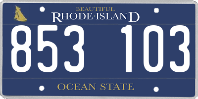 RI license plate 853103