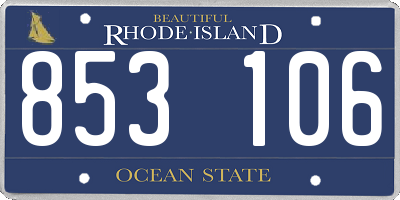 RI license plate 853106