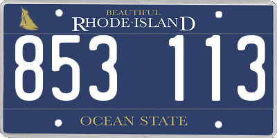 RI license plate 853113