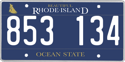 RI license plate 853134