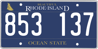 RI license plate 853137