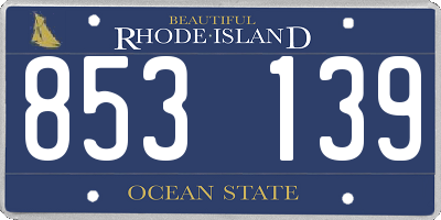 RI license plate 853139