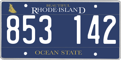 RI license plate 853142