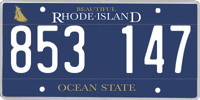 RI license plate 853147