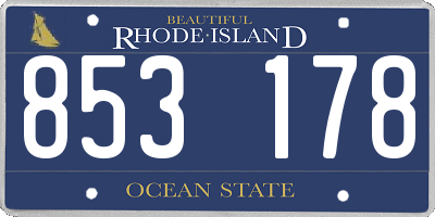 RI license plate 853178