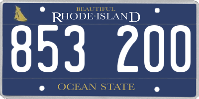 RI license plate 853200