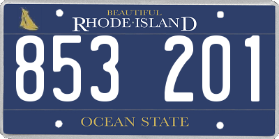 RI license plate 853201