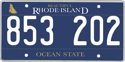RI license plate 853202