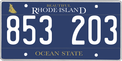 RI license plate 853203