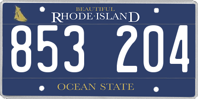 RI license plate 853204