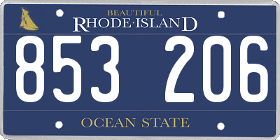 RI license plate 853206