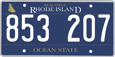 RI license plate 853207