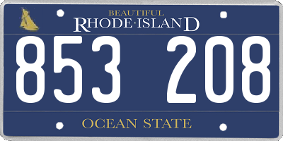 RI license plate 853208
