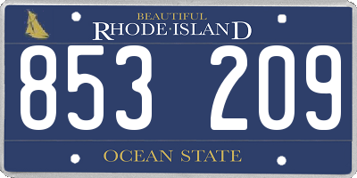 RI license plate 853209