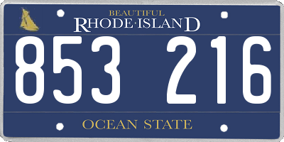 RI license plate 853216
