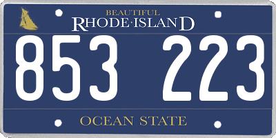 RI license plate 853223