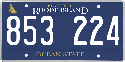 RI license plate 853224