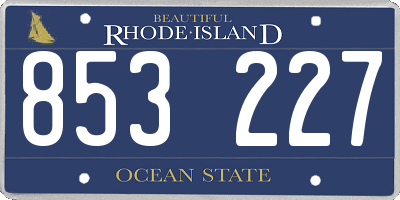 RI license plate 853227