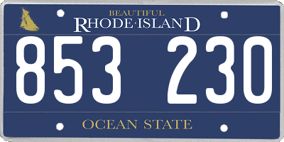 RI license plate 853230